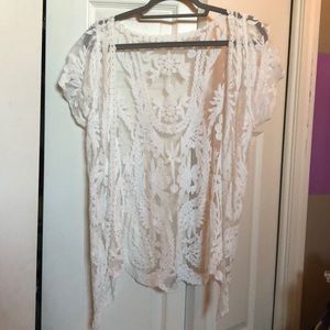 White lace kimono cardigan